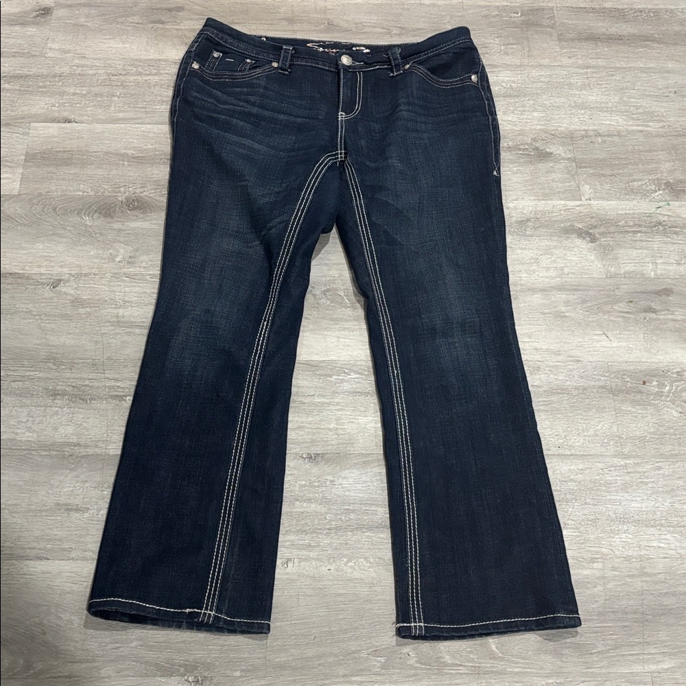 7 Seven LUXE Slim Boot Jeans – Size 16 – Embellished Pockets bejeweled retro